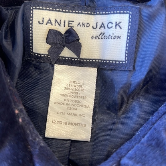 Janie and Jack navy wool bow front pea coat - Picture 4 of 7